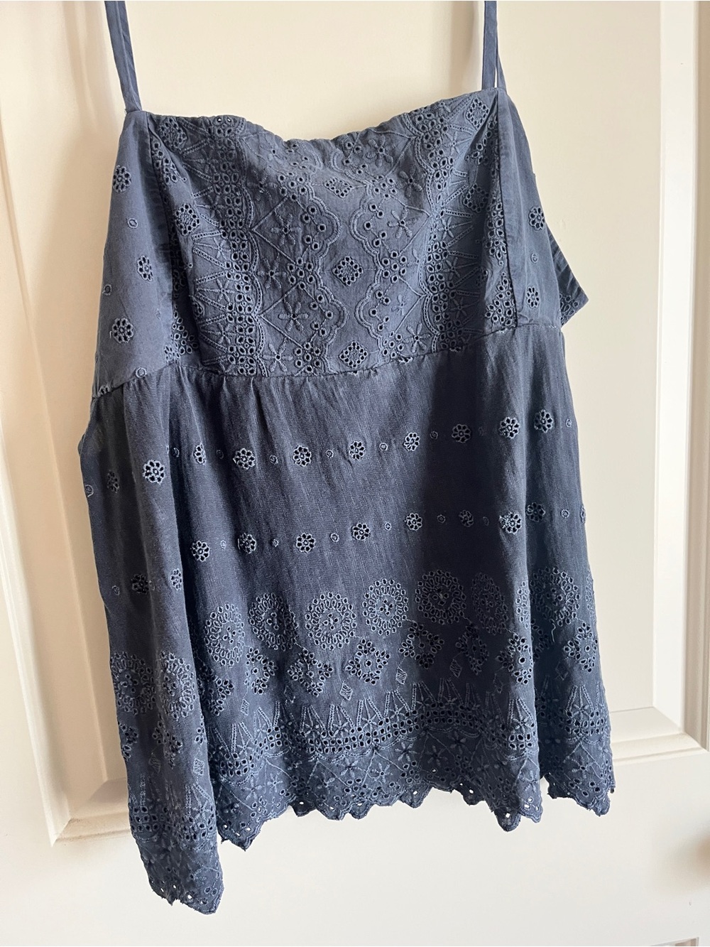Lucky Brand Navy Blue Eyelet A-Line Skirt